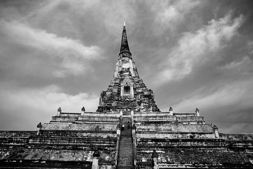 thailande ayutthaya temple ruines palais N&B