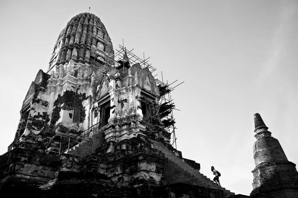 thailande ayutthaya temple ruines palais N&B